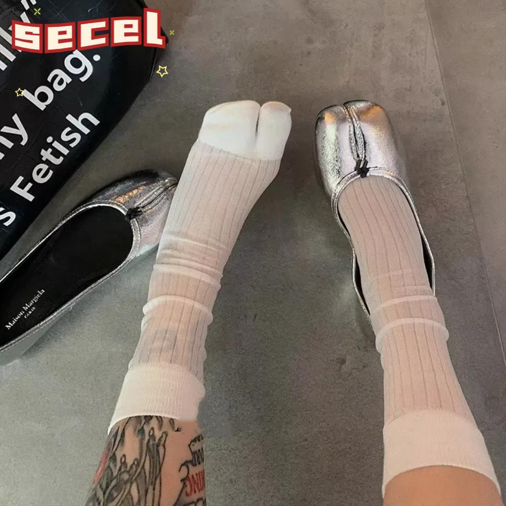 ถุงเท้าแยกนิ้ว SECEL สีทอง ทำจากผ้าไหมบางเบา ผสมผ้าฝ้าย สไตล์ญี่ปุ่น สวมใส่ง่ายในฤดูร้อน