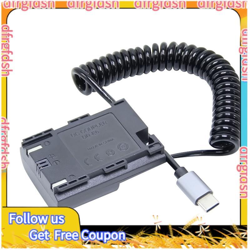 D & FaACK-E6 -E6 อะแดปเตอร์ USB-C LP-E6 LP-E6N Dummy ชุดจ่ายไฟแบตเตอรี่สําหรับ R R5 R6 R7 80D 70D 60