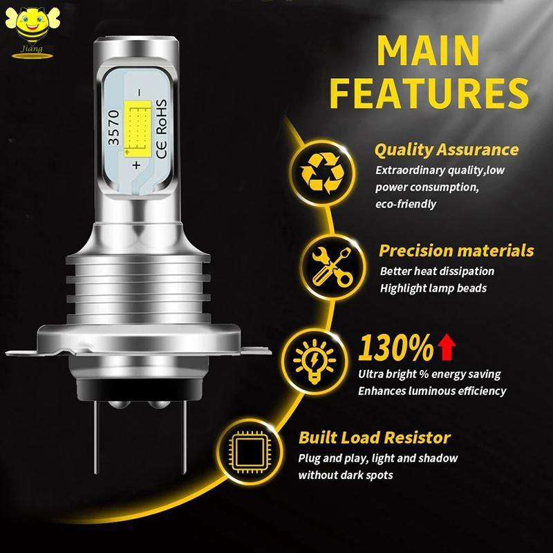 [Jiang] H7 Led Canbus ไฟหน้า H7 Led Lo Beam หลอดไฟ 6000K IP 68 CSP 3570 ชิป LED TH