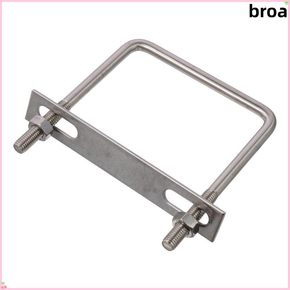BROA Square U-Bolts, M10 สแตนเลส U Clamp Bolt, เงิน M10*110*135 มม. U Clamp Bolt พร้อมถั่วและแผ่น