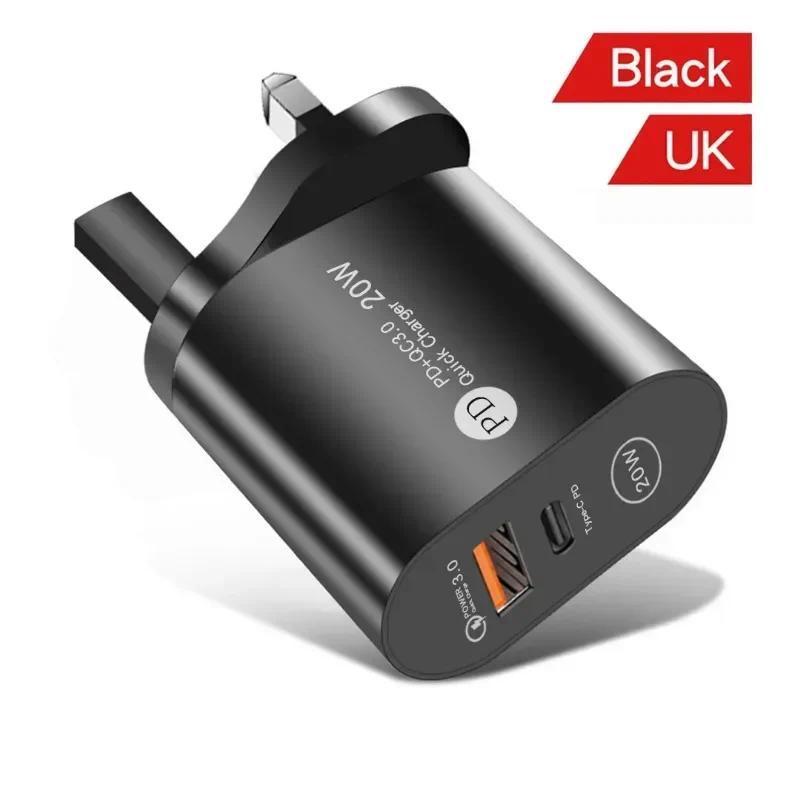 QC3.0 PD Powered + Wall Power Fast Charging 12W USB C ประเภท C USB Fast Charger Dual พอร์ตสําหรับ Ip