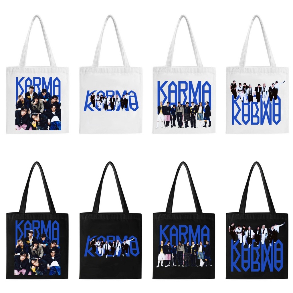STRAYKIDS KARMA กระเป๋าผ้าใบ SKZ สำหรับสะพายไหล่ ออกแบบเองได้ ของสะสมดารา