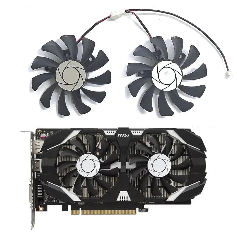 ใหม่ GTX1050TI GPU พัดลม 75 มม.2PIN HA8010H12F-Z สําหรับ MSI GeForce GTX 1050Ti GTX-1050-Ti-4GT-OC ก
