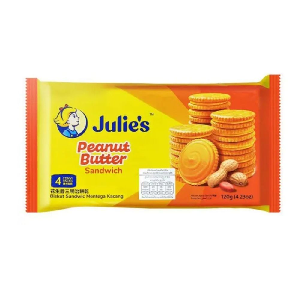 จูลี่ส์ แซนด์วิชบิสกิตเนยถั่ว(Julie’s Peanut Butter Sandwich 120g.)