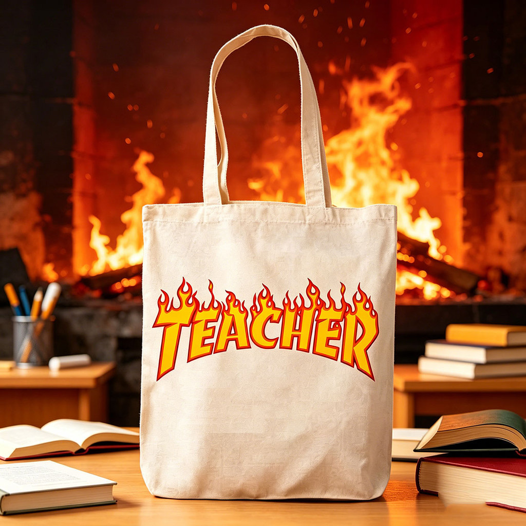 Teacher Canvas Tote Bag Thrasher Custom สําหรับฤดูกาลเทศกาล 8PEB