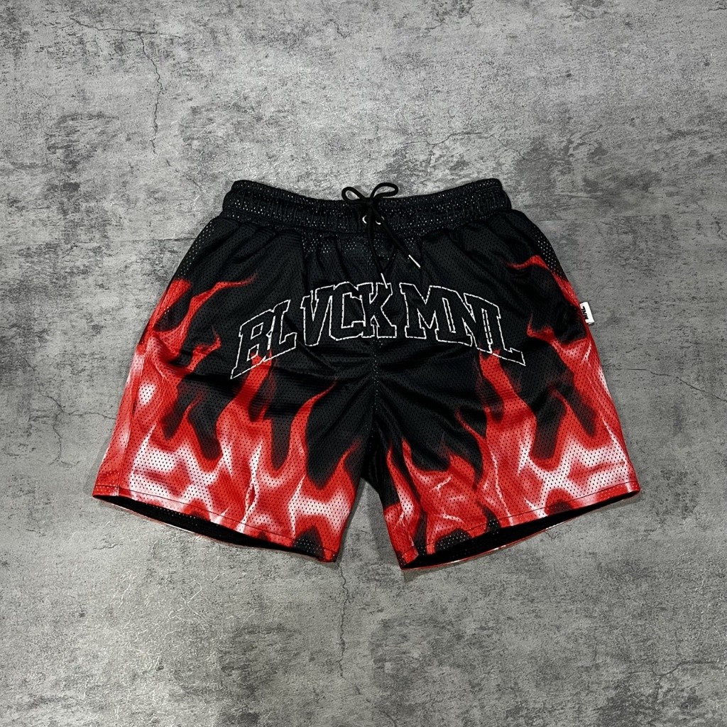 FLAMES MESH SHORTS "BLACK MANILA"