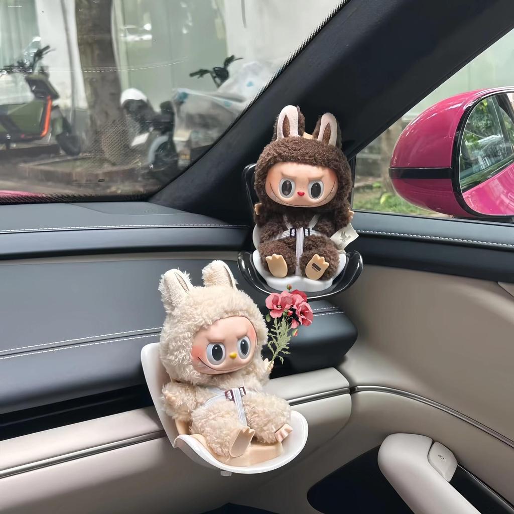 เหมาะสําหรับ Tesla Labubu Labubu Labubu รถความปลอดภัยที่นั่งตกแต่งตกแต่งรถใช้ได้กับ Tesla Labubu Lab