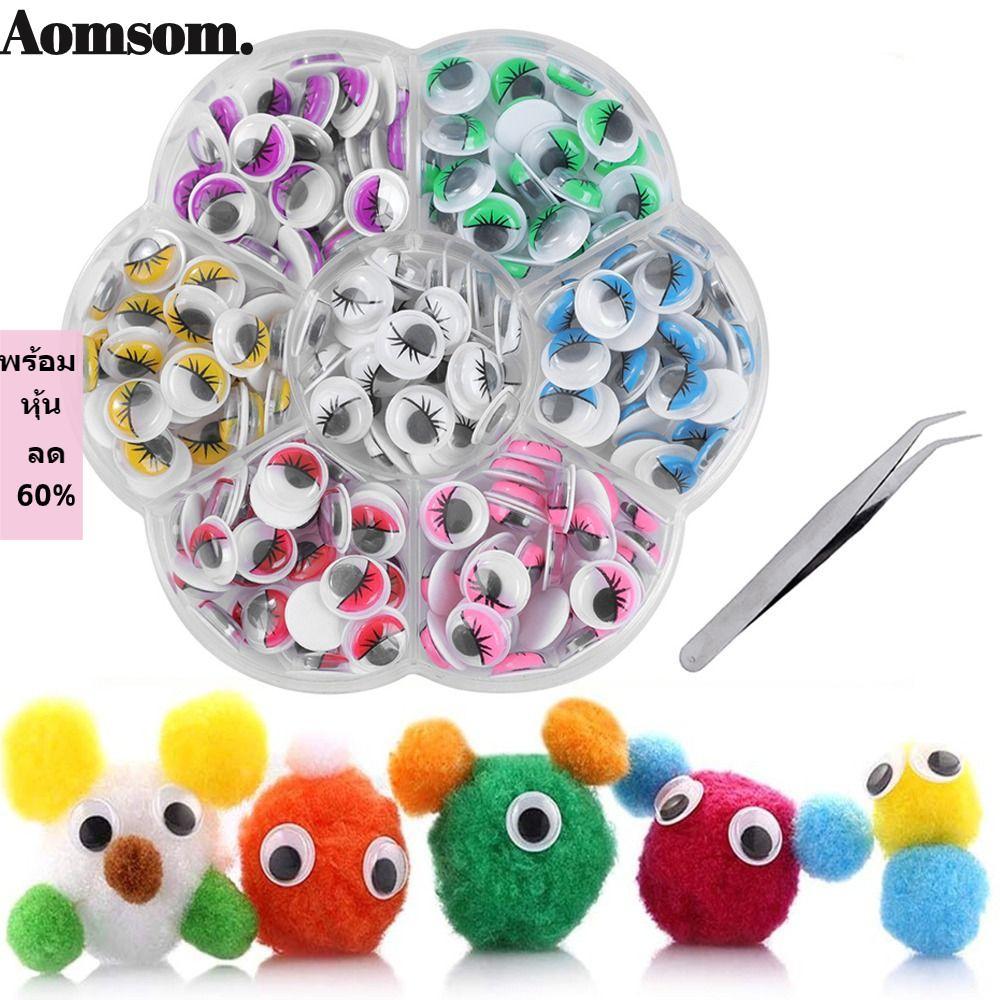 AOMSOM 210 ชิ้น Self-Adhesive Wiggly Googly Eyes สำหรับ DIY และตุ๊กตา พร้อมใช้งานสำหรับตกแต่งตุ๊กตาแ