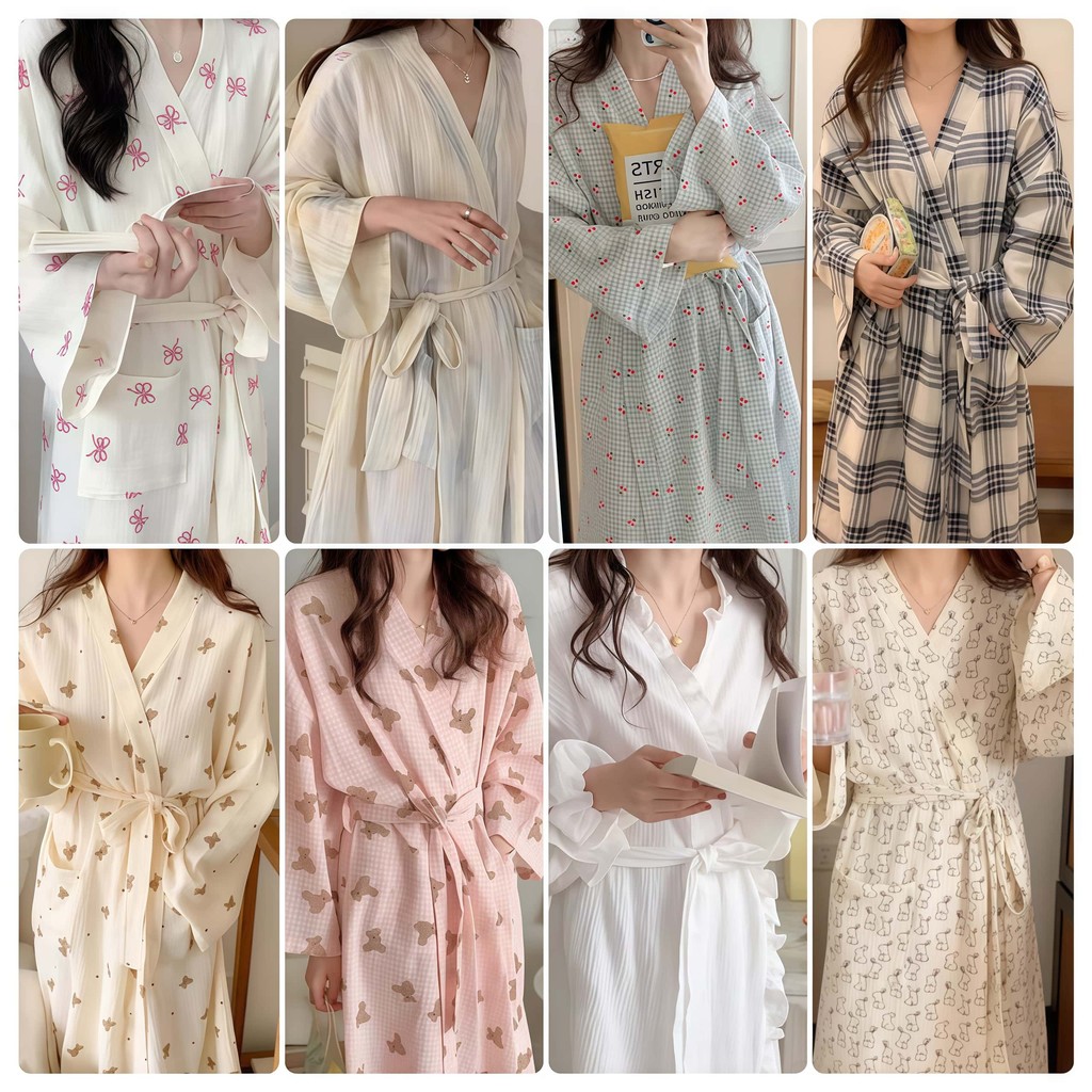 sexy pajamas🤍🩷ใหม่ ชุดนอนเซ็กซี่ ชุดนอนผู้หญิง สไตล์เสื้อคลุมอาบน้ำ ทรงหลวม ผ้าใส่สบาย ส่งจากไทย