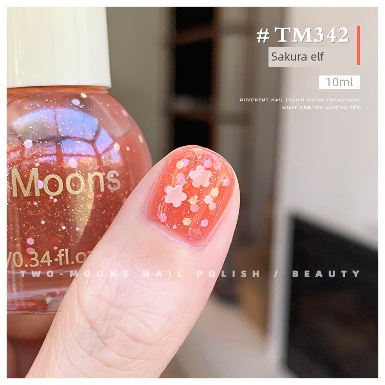 สีทาเล็บเจล ยาทาเล็บ Two-Moons Influencer ยาทาเล็บมัน Non-Tearable Non-Baking Long-Lasting Whitening
