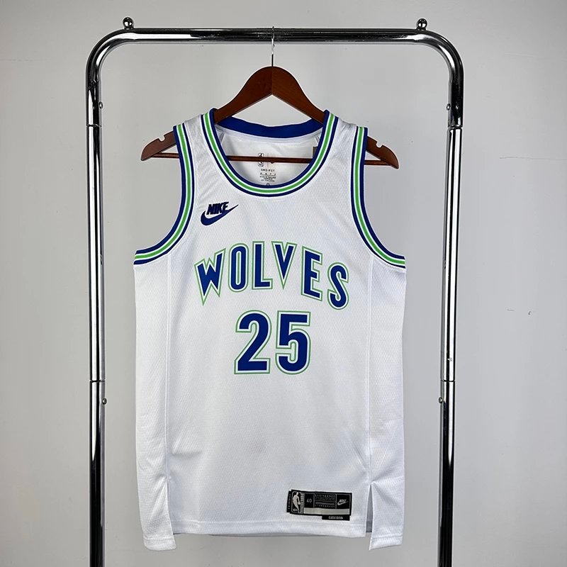 SW Version NBA24 Game Season Forest Wolves Retro Version No. 25 Rose Jersey เสื้อบาสเกตบอลชาย Hot Pr