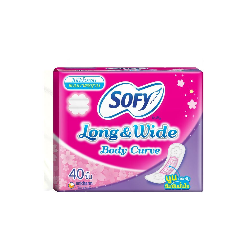[สินค้าส่งด่วน] โซฟีแผ่นอนามัยลองแอนด์ไวด์ ไม่หอม40ชิ้น SOFY PANTYLINER	LONGANDWIDE UNSCENTED40