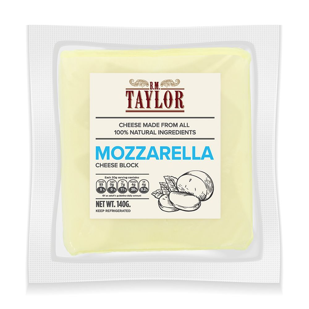 [สินค้าส่งด่วน] บี.เอ็ม.เทลเล่อร์ มอสซาเรลล่าชีส 140 กรัม B.M.TAYLOR MOZZARELLA CHEESE BLOCK 140 G