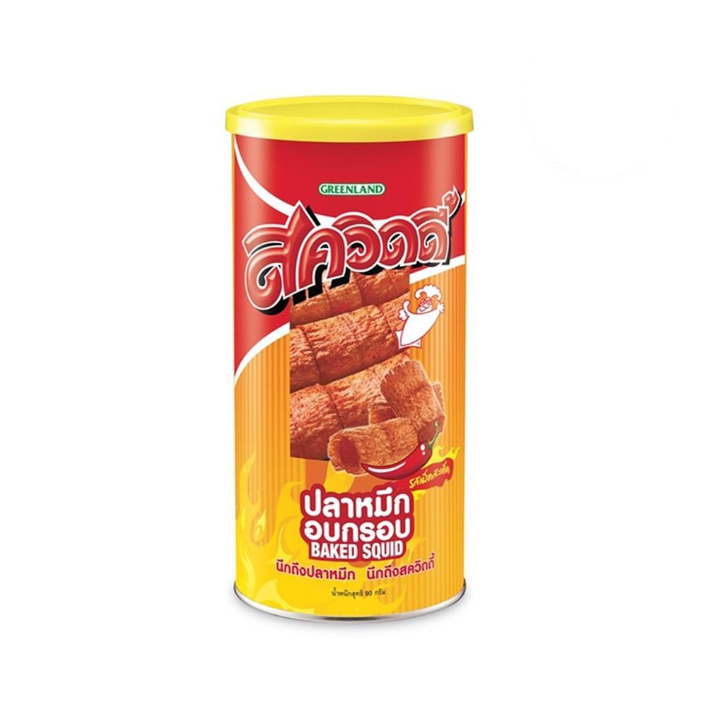 [สินค้าส่งด่วน] สควิดดี้ปลาหมึกอบกรอบรสเผ็ดสะเด็ด 90กรัม SQUIDY BAKED SQUID HOT+SPICY 90 G.