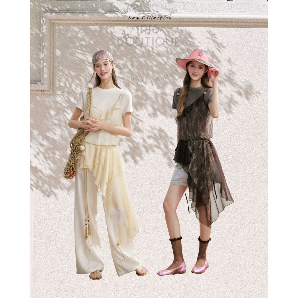 Original Design IRIS BOUTIQUE Trims series summer IS73941 Pearl Drape Cami Set เซต 2 ชิ้น เสื้อสายเดี่ยวเลเยอร์ผ้าพลิ้ว