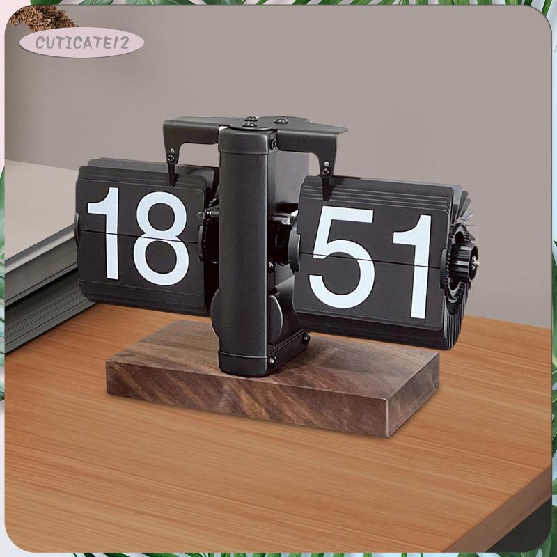 [Cuticate12] Flip Desk Clock Multifunctional Decor Vintage Creative Table Clock Mechanical Flip Cloc