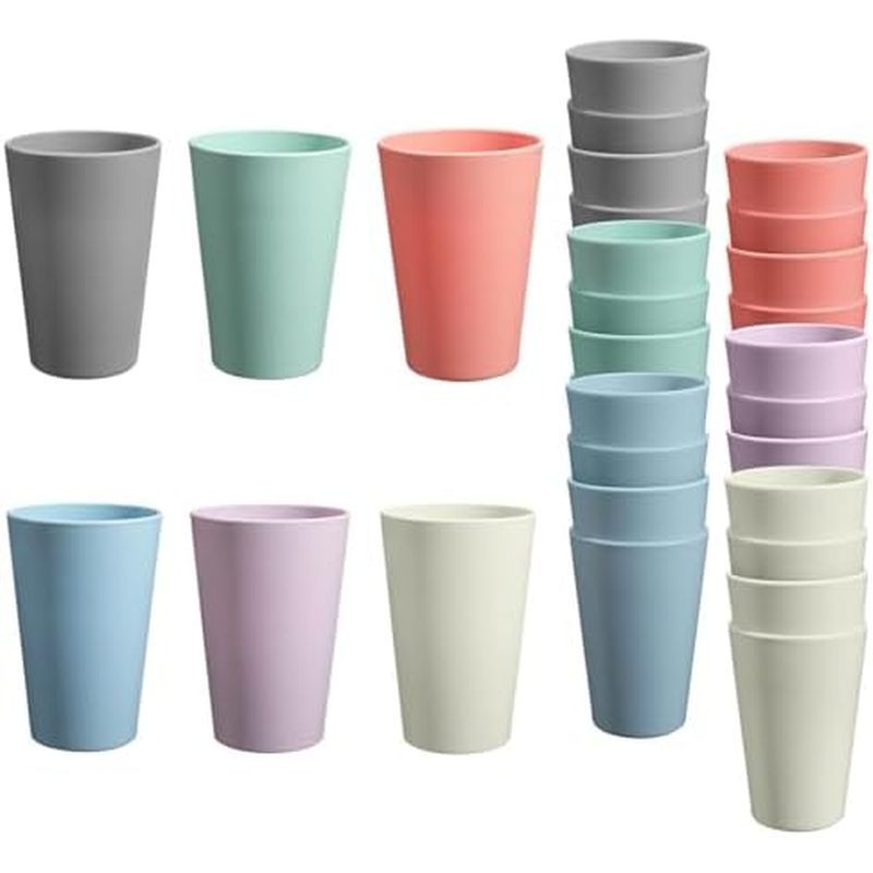 24 Pcs Unbreakable Plastic Cups Set, 20 oz Reusable Plastic Cups, Stackable Water Tumblers, Drinking