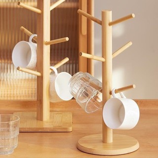 Bamboo Mug Holder Wooden Cup Holder Rack Coffee Draining Water Storage Rack