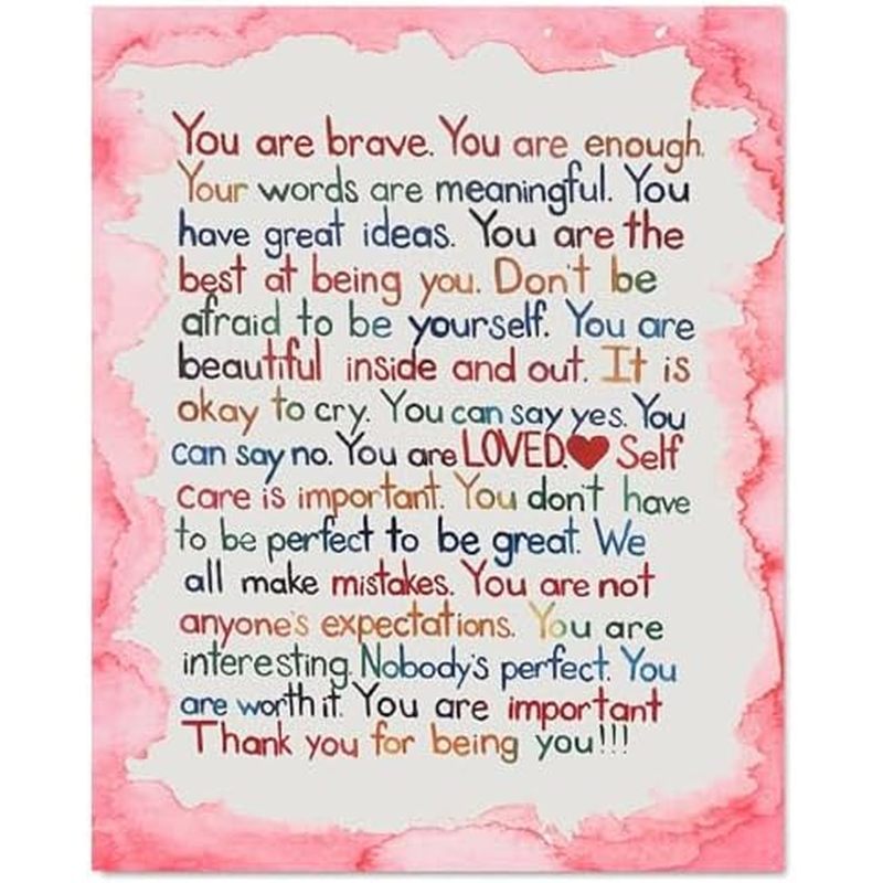 You are Brave- Colorful Daily Affirmations Wall Art Print - Positive Quotes Poster, 8x10 Unframed Me