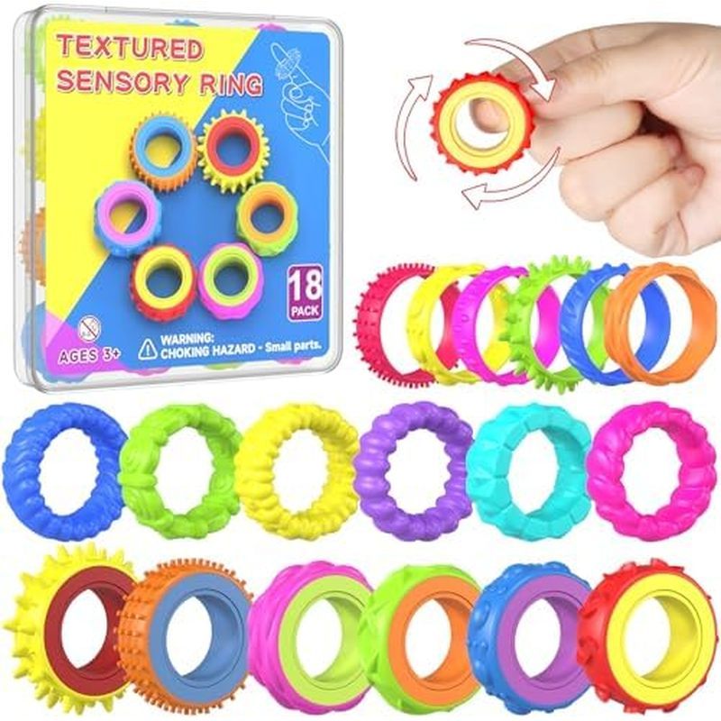 Fidget Toys Spinner Rings for Kids – Anxiety Relief Sensory Toys for Kids with Autism, ADHD Tool for
