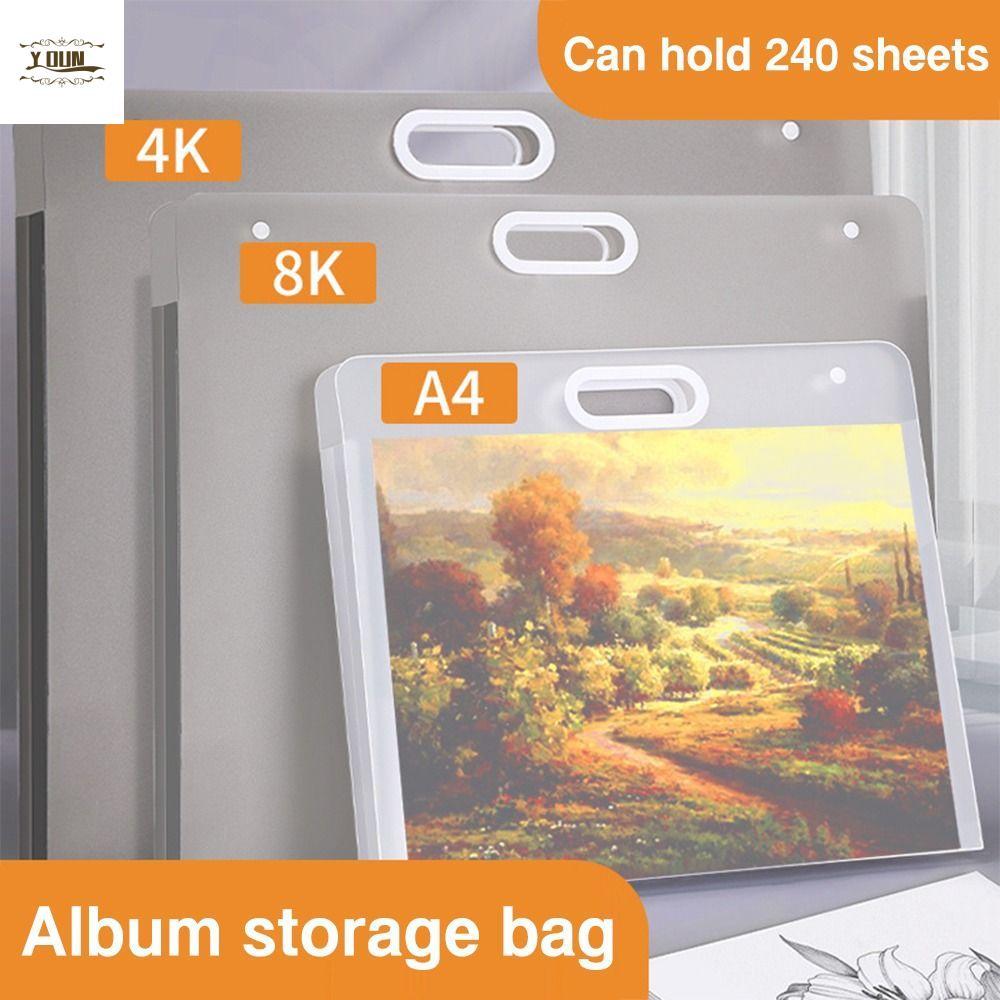 IVEYOUNG จิตรกรรมถุงเก็บกระดาษ, แฟ้มกันน้ํา 4K/8K/16K, Simple A2/A3/A4 แบบพกพา 4K/8K/16K กระดาษ Orga