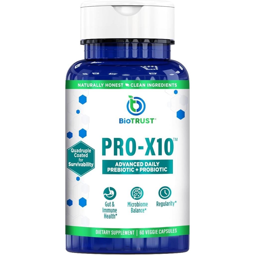 อาหารเสริมโปรไบโอติก BioTrust Pro-X10 2.0 - โปรไบโอติกเพื่อสุขภาพทางเดินอาหารที่มีพรีไบโอติก - ภูมิค