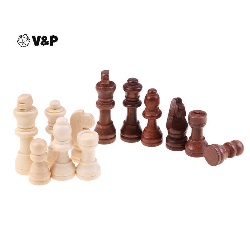 V&P 32 ชิ้น/เซ็ต 2.2 นิ้วหมากรุกไม้ชิ้น International Word Chess Game Chess Piece Entertainment Acce