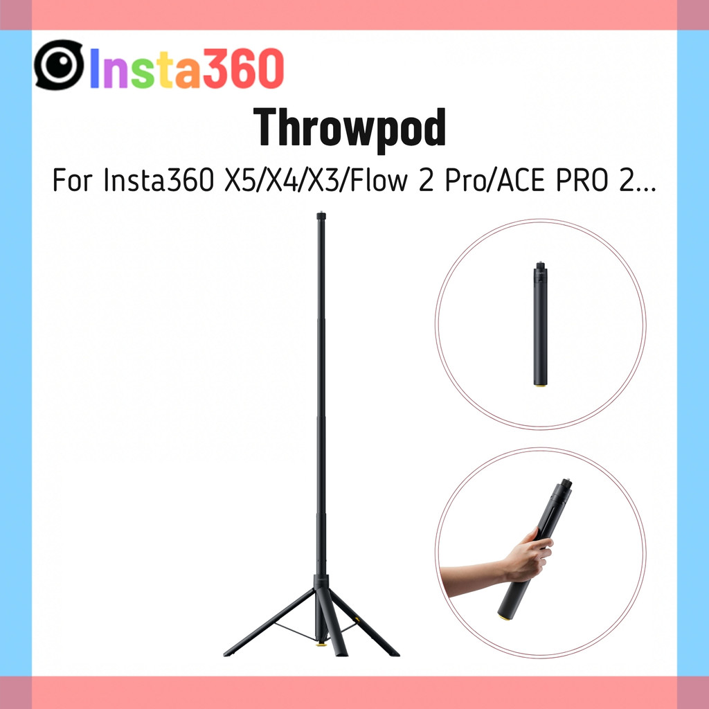 Insta360 X5 Throwpod 2 in 1 ขาตั้งกล้อง Selfie Stick 1.1m 110 ซม.อลูมิเนียม Monopod สําหรับ Insta 36