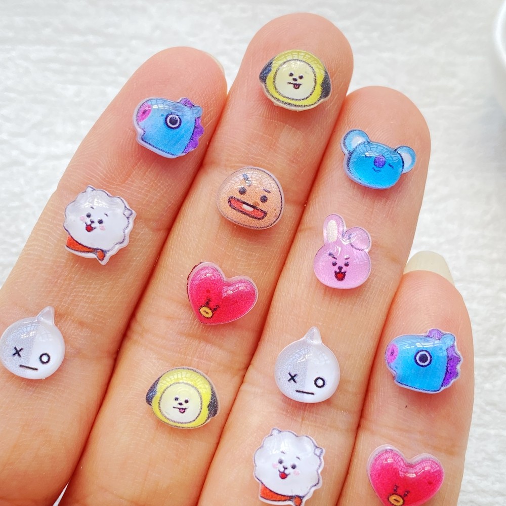 50 ชิ้นผสมเล็บเรซิ่นการ์ตูนกระต่าย,หัวใจ,ลูกสุนัข,แกะ Series Charms Rhinestones DIY Craft สําหรับตกแต่งเล็บ