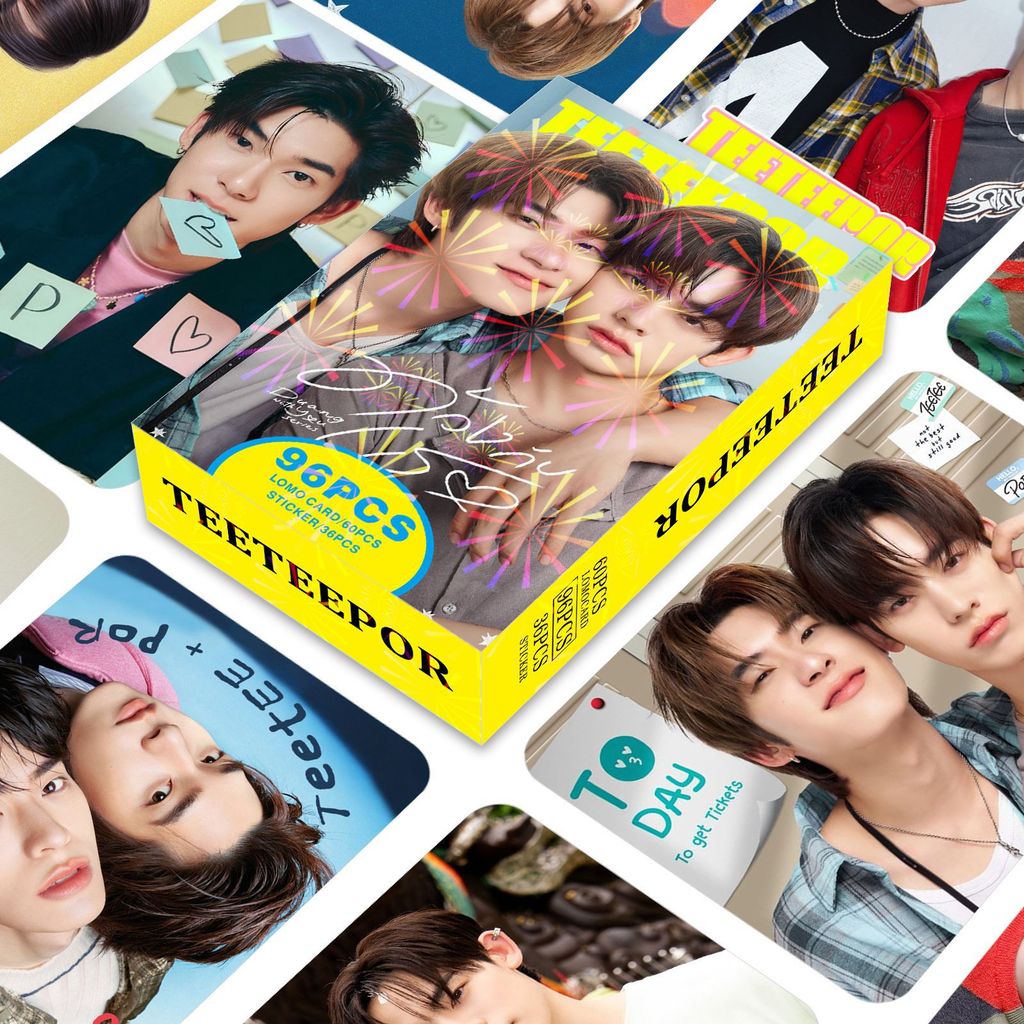 TEETEEEPOR 96PCS Kpop Idol Lomo การ์ดและสติ๊กเกอร์ชุดคอลเลกชันสําหรับแฟนๆของขวัญ