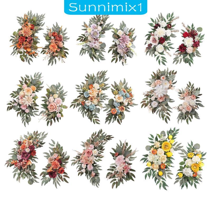 [Sunnimix1] 2x ดอกไม้ประดิษฐ์ Swag ดอกไม้ผ้าไหมแฮนด์เมดสําหรับประตูบ้านไร่พิธี