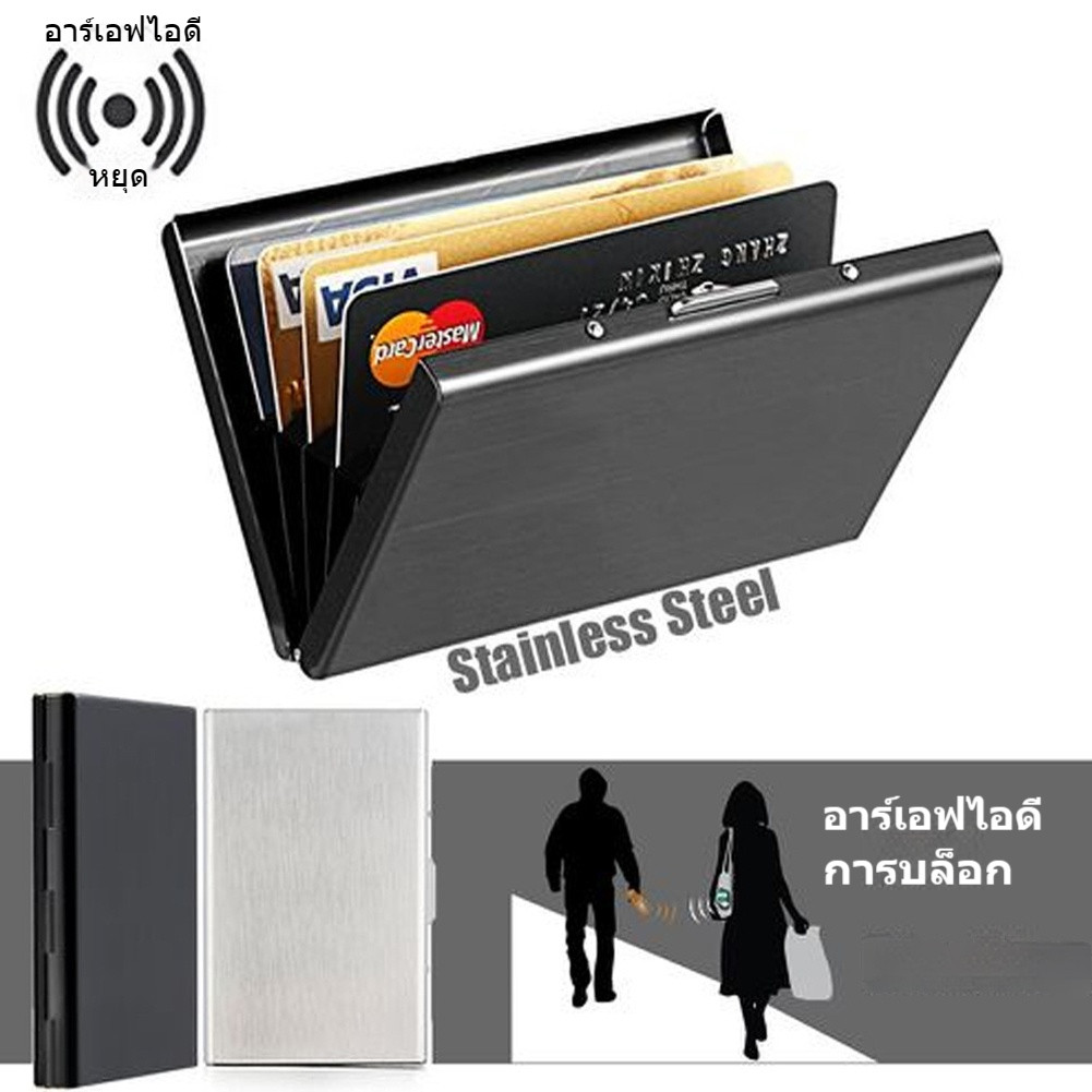 Stain Steel Card Holder Anti-Theft Wallet Ultra-Slim Magnetic Shielding Case for Men Women Travel