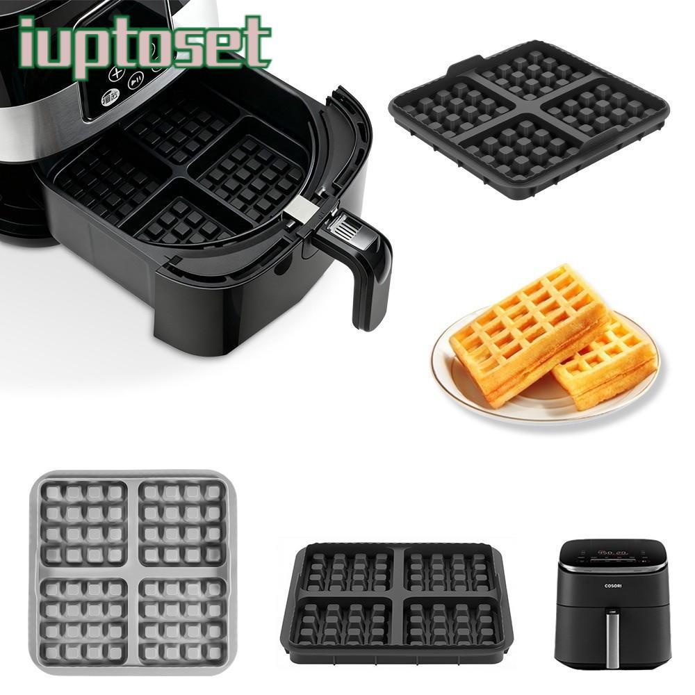IUPTOSET 1pcs Air Fryer เครื่องทําวาฟเฟิล,ซิลิโคนนํากลับมาใช้ใหม่วาฟเฟิลเบเกอรี่แม่พิมพ์,สแควร์วาฟเฟิลMouldสําหรับNinja AF181 AF180 AF141 AF140 NA229 NA230 HD9270 COSORI 6.2L