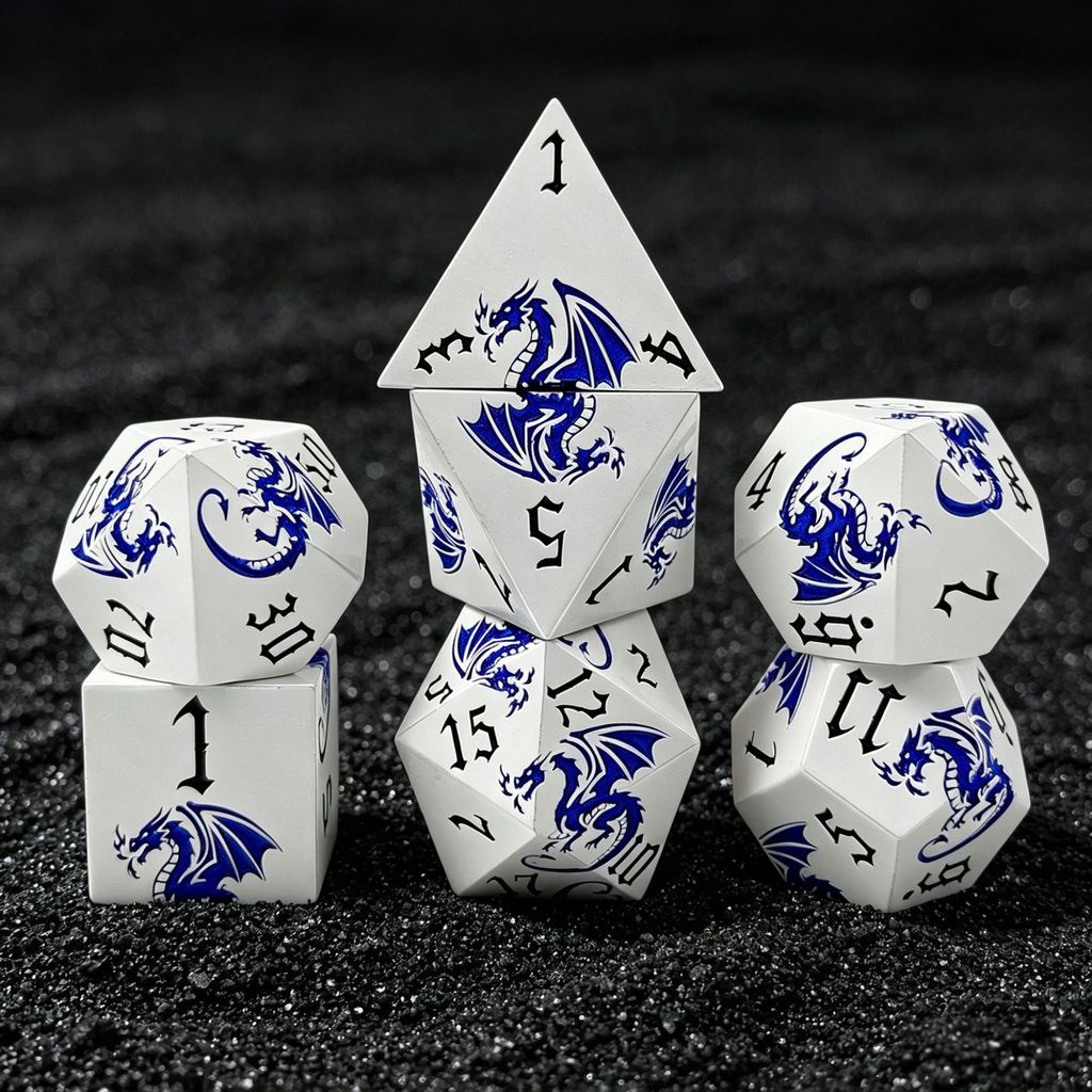 Solid Etching Dragon Pattern Dice Set COC Running Group Dice TRPG Dungeon and Dragon Polyhedron Dice
