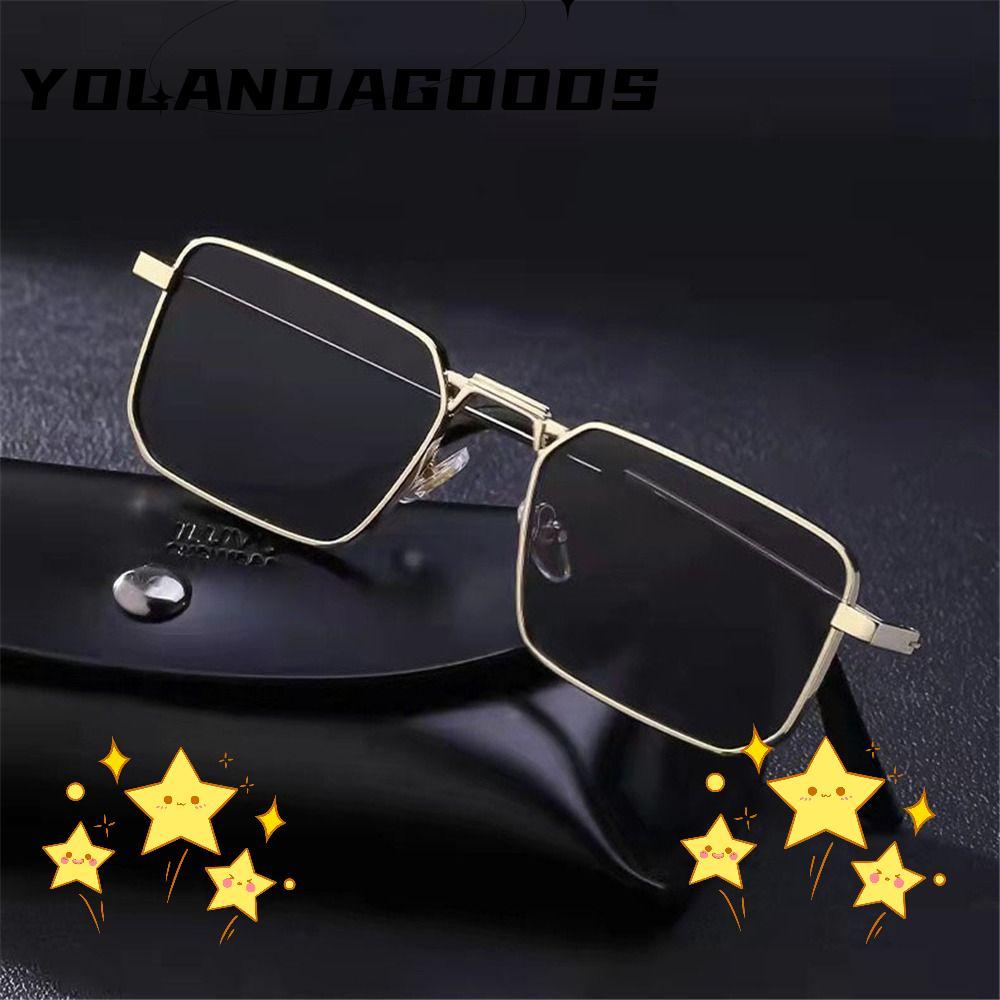 YOLA แว่นกันแดดสี่เหลี่ยมผืนผ้า, UV400 Protection Candy Color Punk Sun แว่นตา, Retro Travel กรอบโลหะ Shades สําหรับผู้หญิงและผู้ชาย