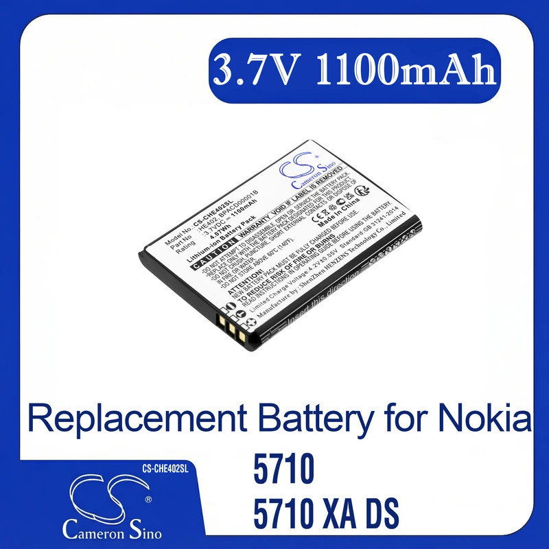 Cameron Sino เปลี่ยนแบตเตอรี่สําหรับ Nokia 5710, 5710 XA DS, TA-1482, เหมาะกับ P/N BPACD00001B,HE402