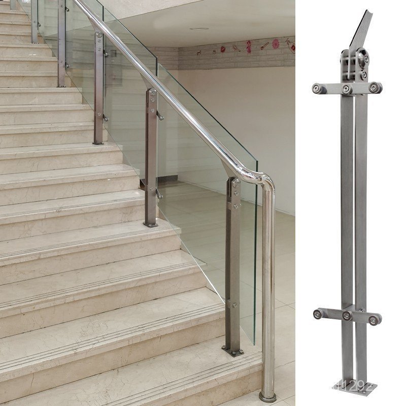 ระเบียงที่เท้าแขน Cypress Guardrail กลางแจ้งในครัวเรือนรั้วแก้วสแตนเลส Villa 304 คอลัมน์บันได Crown 