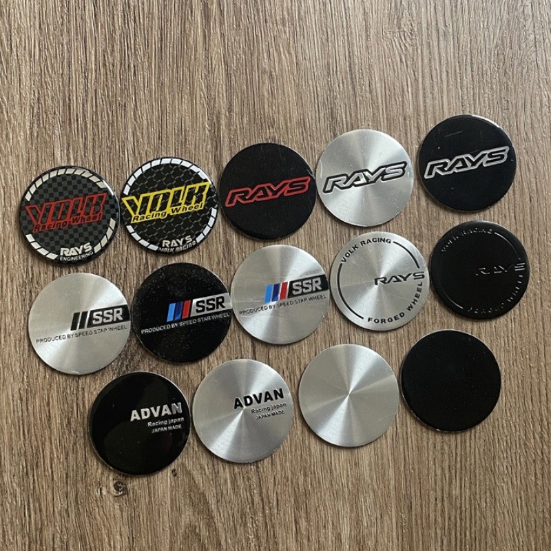 XSD 4pcs 50 มม.49 มม.แบน Hub Cap Center Labeling RAYS VOLK SSR ADVAN สีดําเงินสีทึบสูงฝาครอบอลูมิเนี
