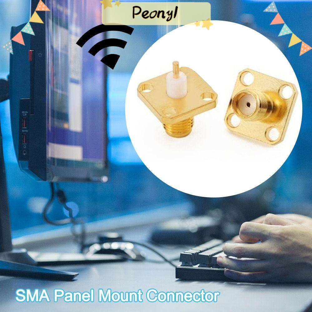 PEONY SMA Panel Mount Connector, Connector Chassis Solder Coax Adapter SMA Female Plug, RF Connector