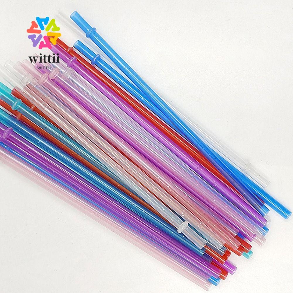 WITTII 1PC Glitter Straw, แบบพกพารถ Travel Cup Straw ผงทองหลอดพลาสติก, ถ้วยนํากลับมาใช้ใหม่อุปกรณ์เส