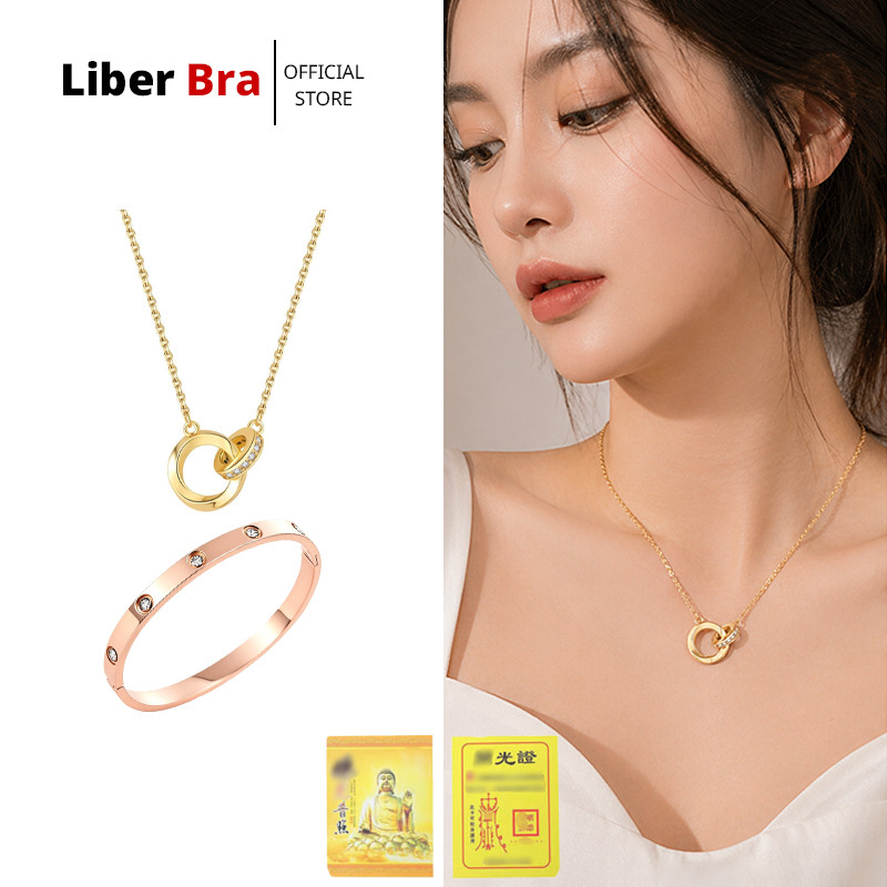 สร้อยคอคู่รัก พร้อมส่ง ดีไซน์วงแหวนคู่ Mobius สื่อรักไม่สิ้นสุด หรูหรา ข้อมือโรมันคล้องเพชร ใส่ได้ทุกวัน เสริมความรัก
