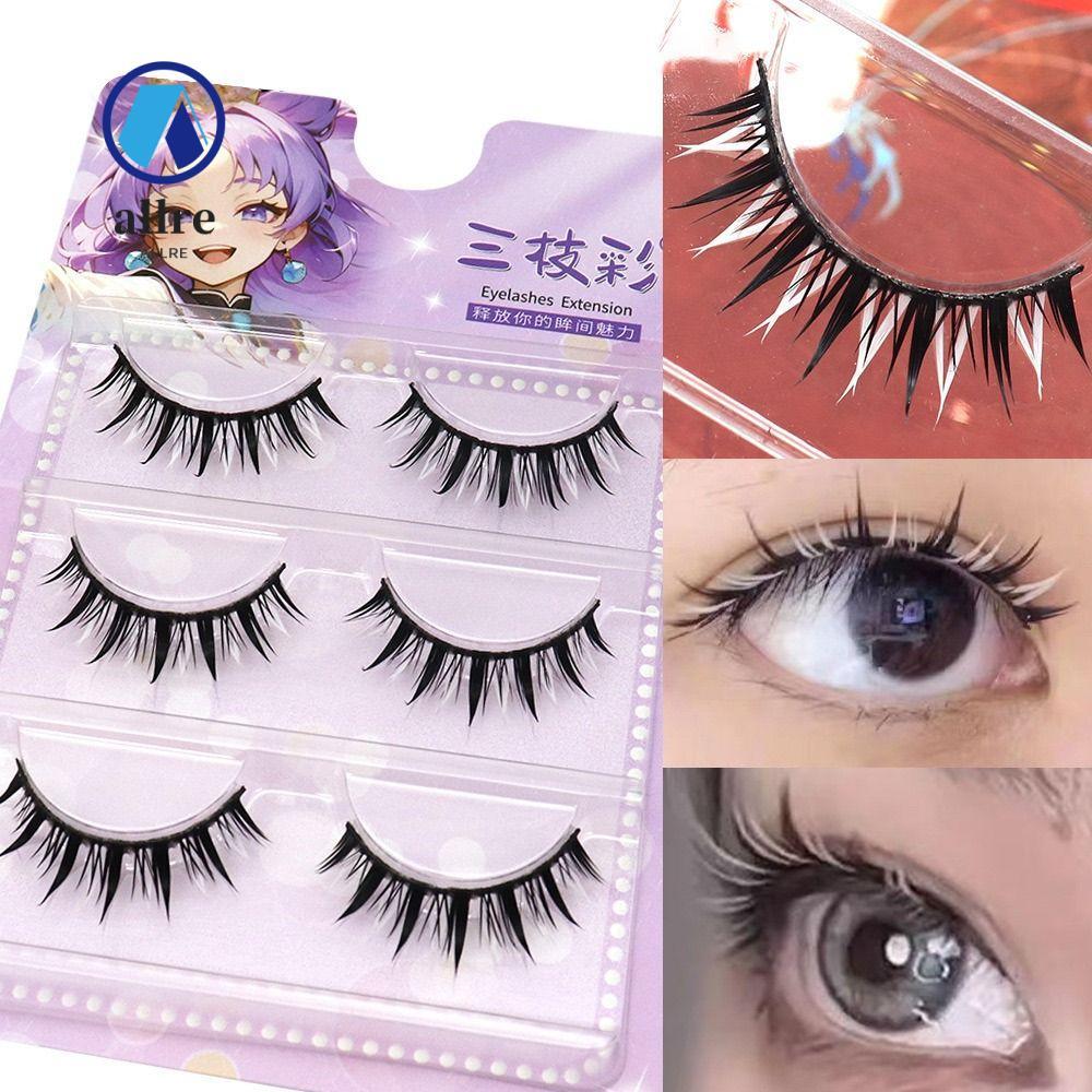 ALLRE White Lashes, นํากลับมาใช้ใหม่ฮาโลวีนคอสเพลย์ขนตาสีขาว, ดูธรรมชาติ Masquerade Party White Mang