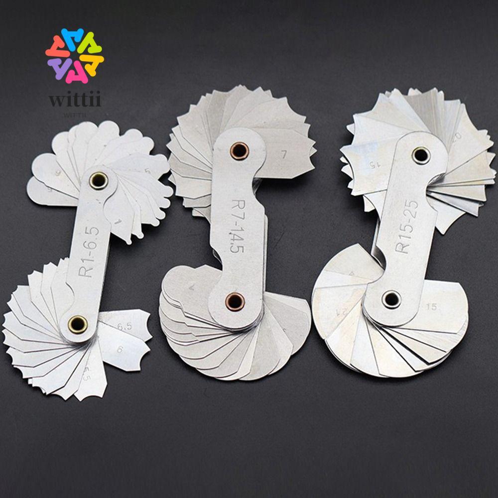 WITTII 16 ชิ้น/เซ็ต Radius Gauge Radius Fillet Gauge วัด Gage Arc เครื่องมือวัดตัวอย่าง R Gauge