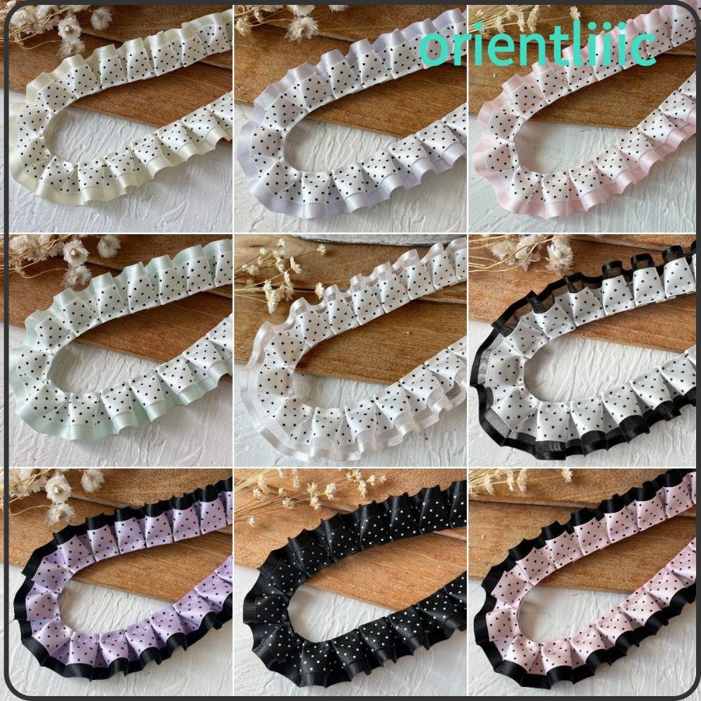 ORIEN ริบบิ้นจีบสองชั้น 2M DIY ตัดแต่งชุดโลลิต้า วินเทจ สำหรับงานฝีมือ