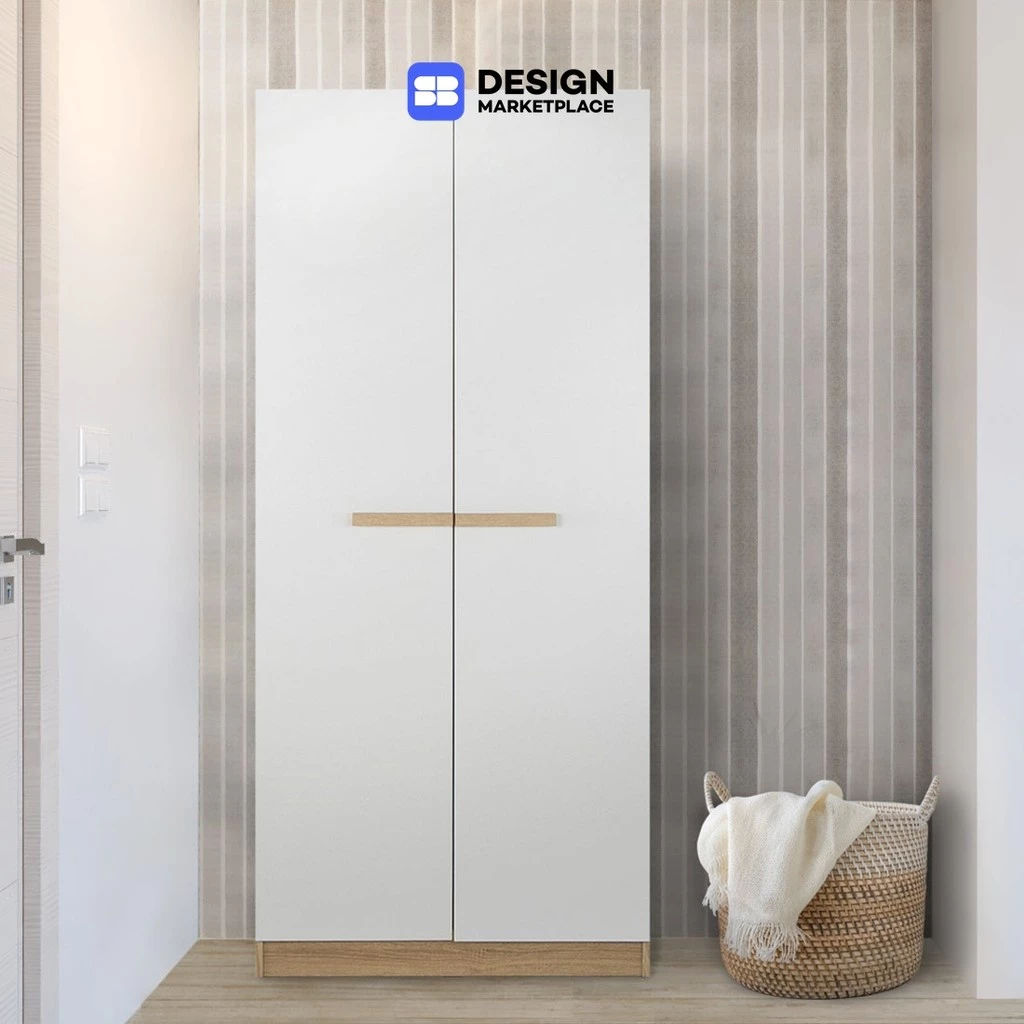 SB Design Square ตู้เสื้อผ้าบานเปิด 80 ซม. รุ่น Hanz สีไม้อ่อน (80x60x180 ซม.) แบรนด์ KONCEPT FURNITURE