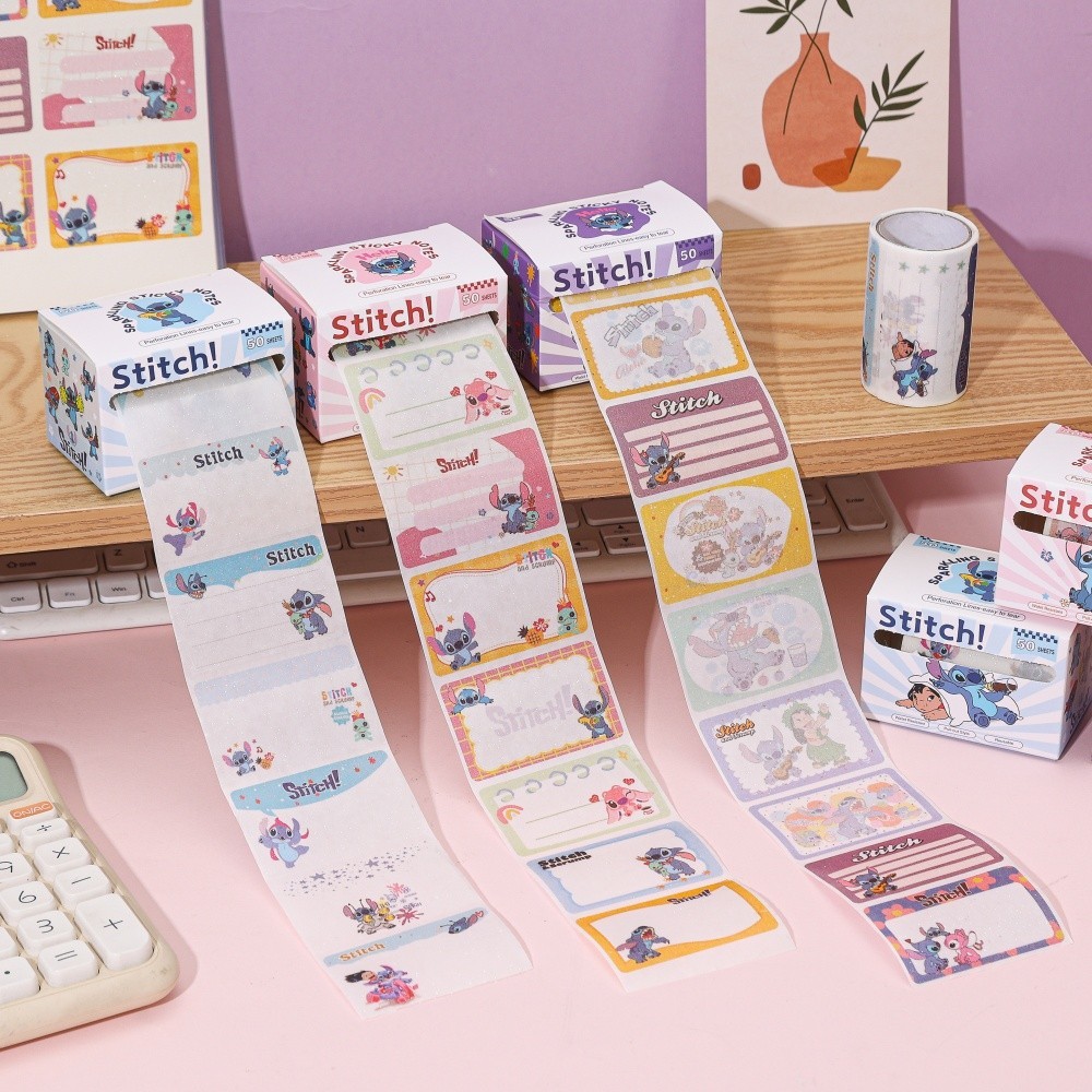 โพสต์อิท PET ใสลายการ์ตูนน่ารัก 50 แผ่น/ม้วน เขียนได้ ฉีกใช้ได้ สติ๊กเกอร์โน้ตใส สำหรับ Planner Journal โต๊ะทำงาน