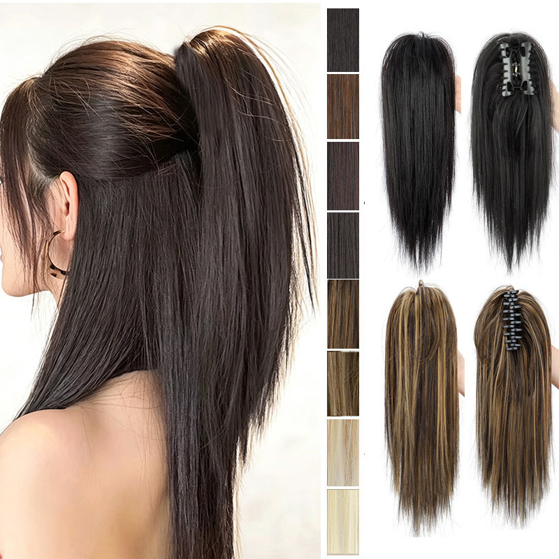 วิกผมหางม้าสูงพร้อมคลิป ขนาด 35 ซม., สีดำและสีน้ำตาล ใส่ง่ายสำหรับทุกโอกาส