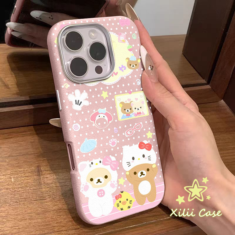 เคสผิวหนัง ลายมีโลดี้ ริลัคคุมะ คู่รัก น่ารัก สไตล์ฮิต สำหรับiPhone 16 11 17 13 AIR 14 15 12 Pro Max 15 16 Plus XR X ราคา ถูกที่สุด ดีลบีเคเค