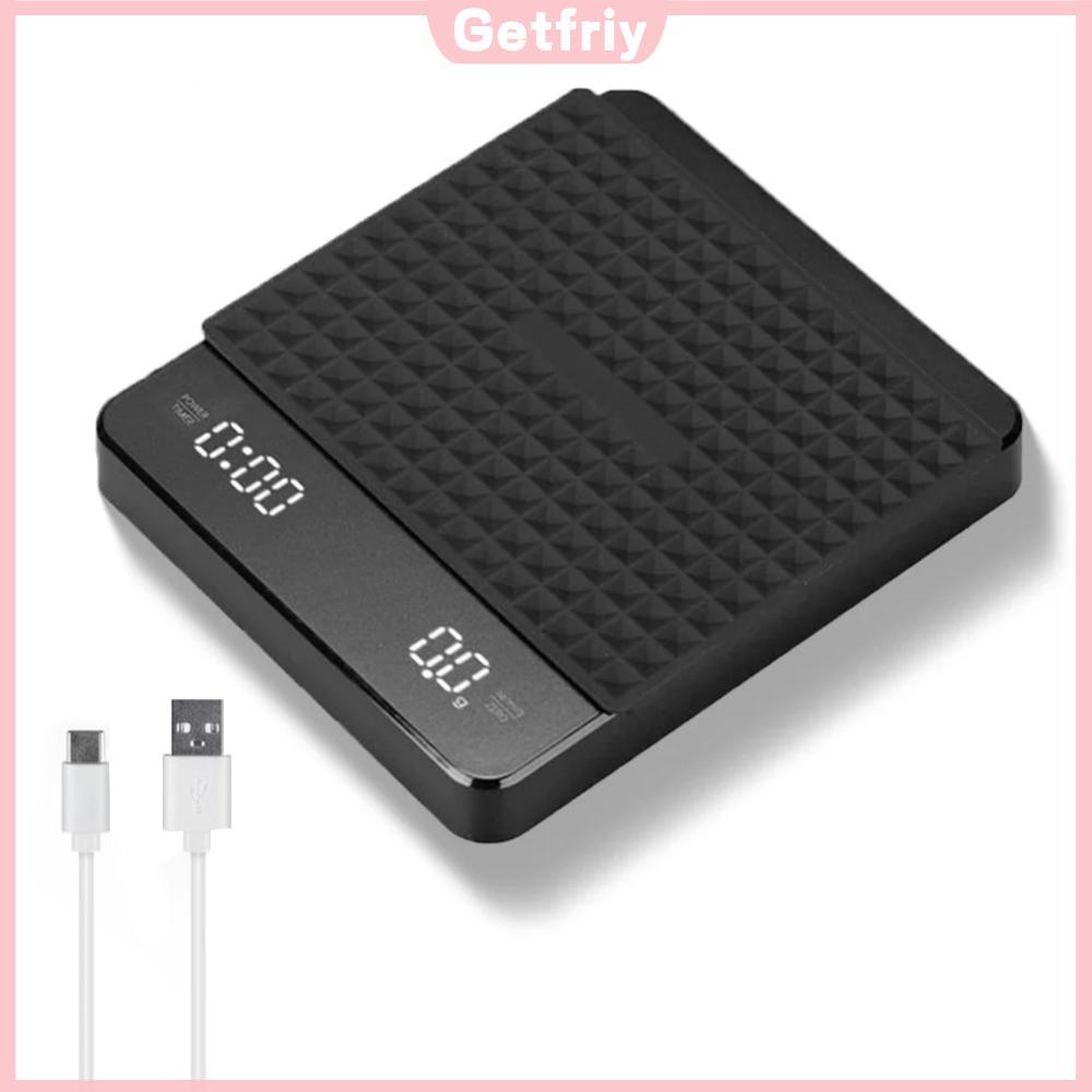 Mini Coffee Scale W/จับเวลาชาร์จ 3kg/0.1g Espresso Scale LCD Portable Digital Kitchen Scale Electron