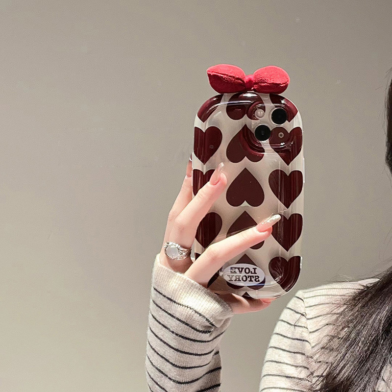 โปร่งใสโปร่งใส Love Heart Bow เหมาะสําหรับ OPPOA58X เคสโทรศัพท์ a57 5G Shock-proof R15 Dreamland r17